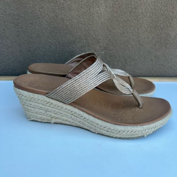 Skechers Shoes - Skechers Luxe Foam Espadrille Wedge Sandals Womens Size 10? Rose Gold Boho